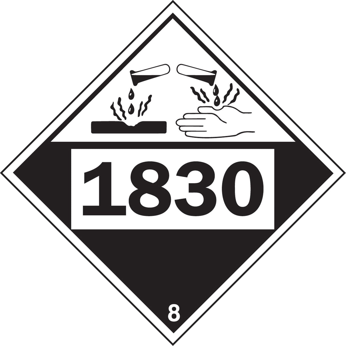1830 Sulphuric Acid Corrosive Materials TDG Placard, Plastic