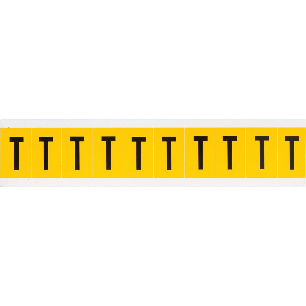 Individual Number & Letter Labels, T, 1" H, Black on Yellow