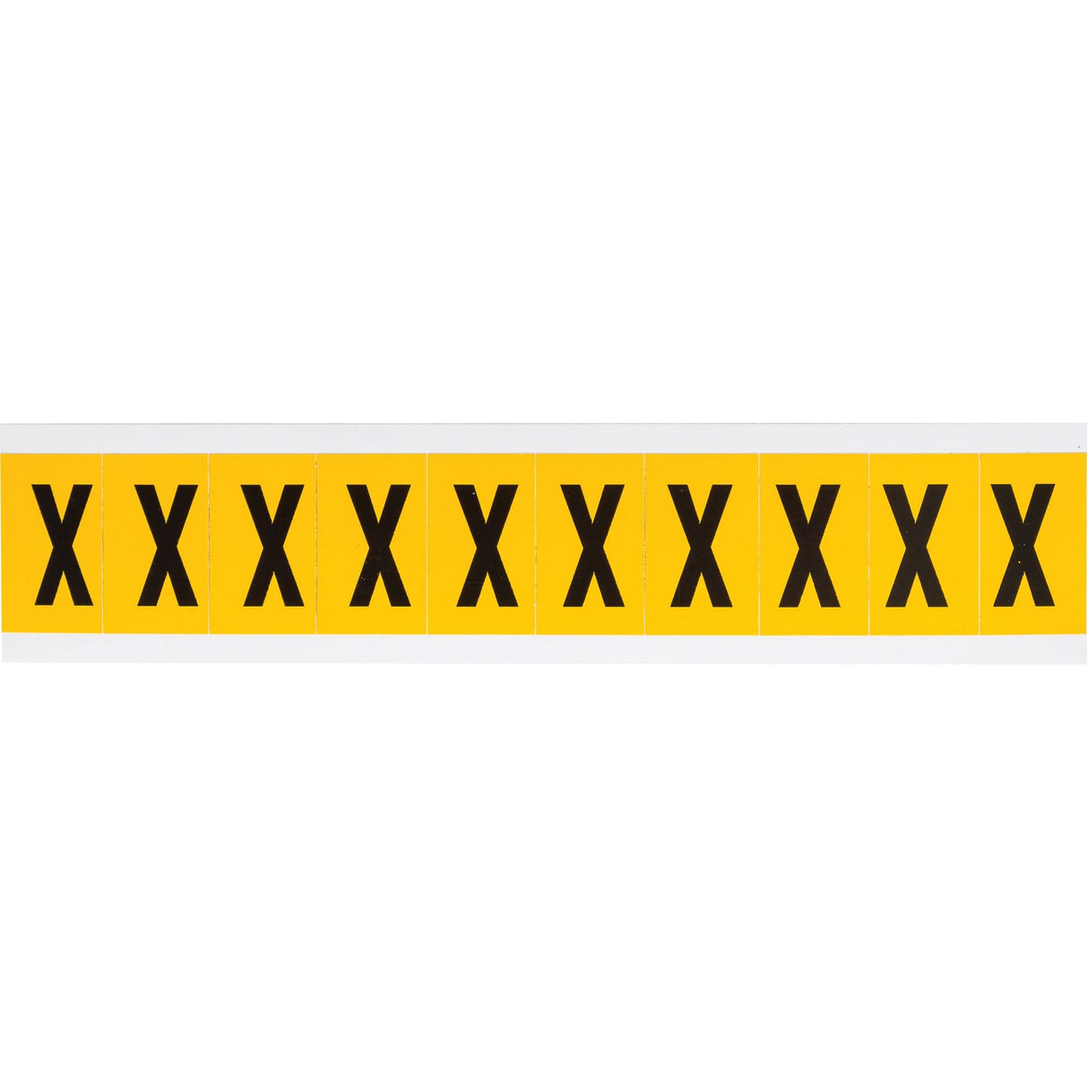 Individual Number & Letter Labels, X, 1" H, Black on Yellow