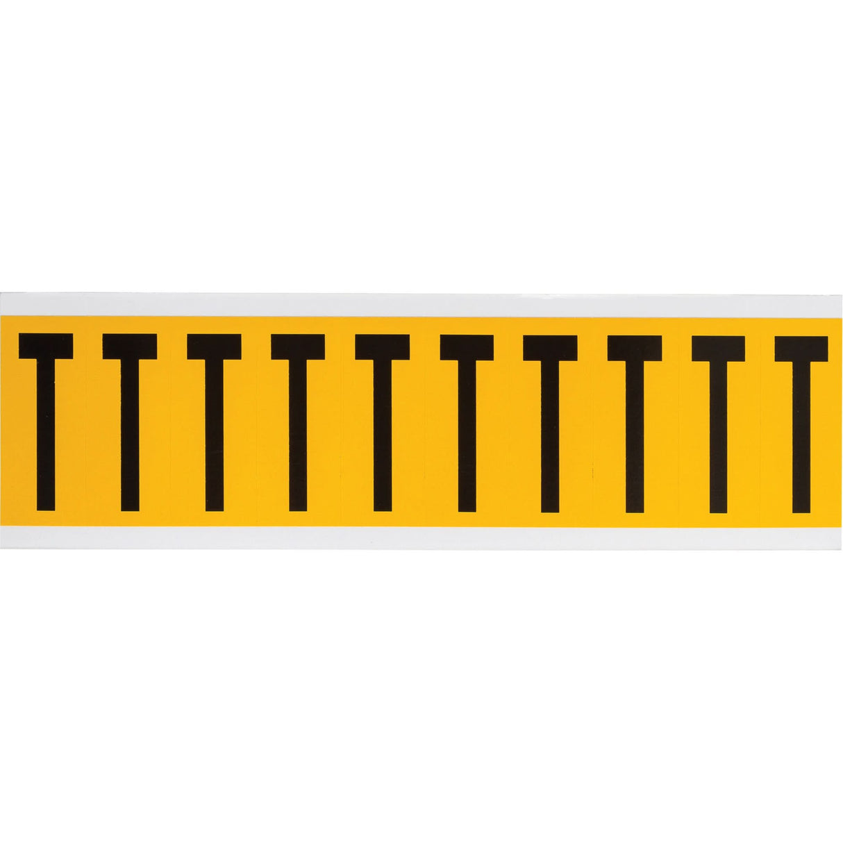 Individual Number & Letter Labels, T, 2" H, Black on Yellow