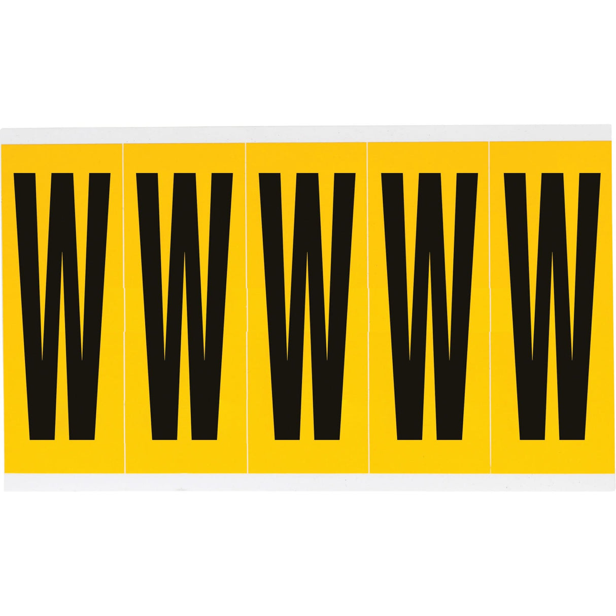 Individual Number & Letter Labels, W, 4" H, Black on Yellow