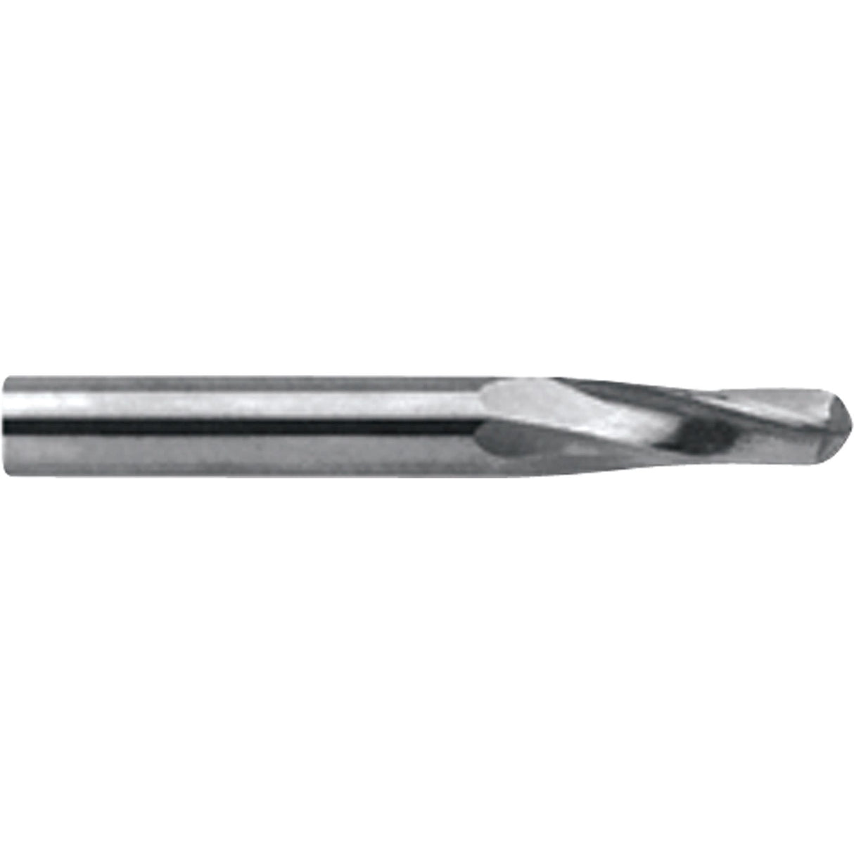 Ball End Extended Length End Mill, 1/8" Dia., 2 Flutes, Carbide