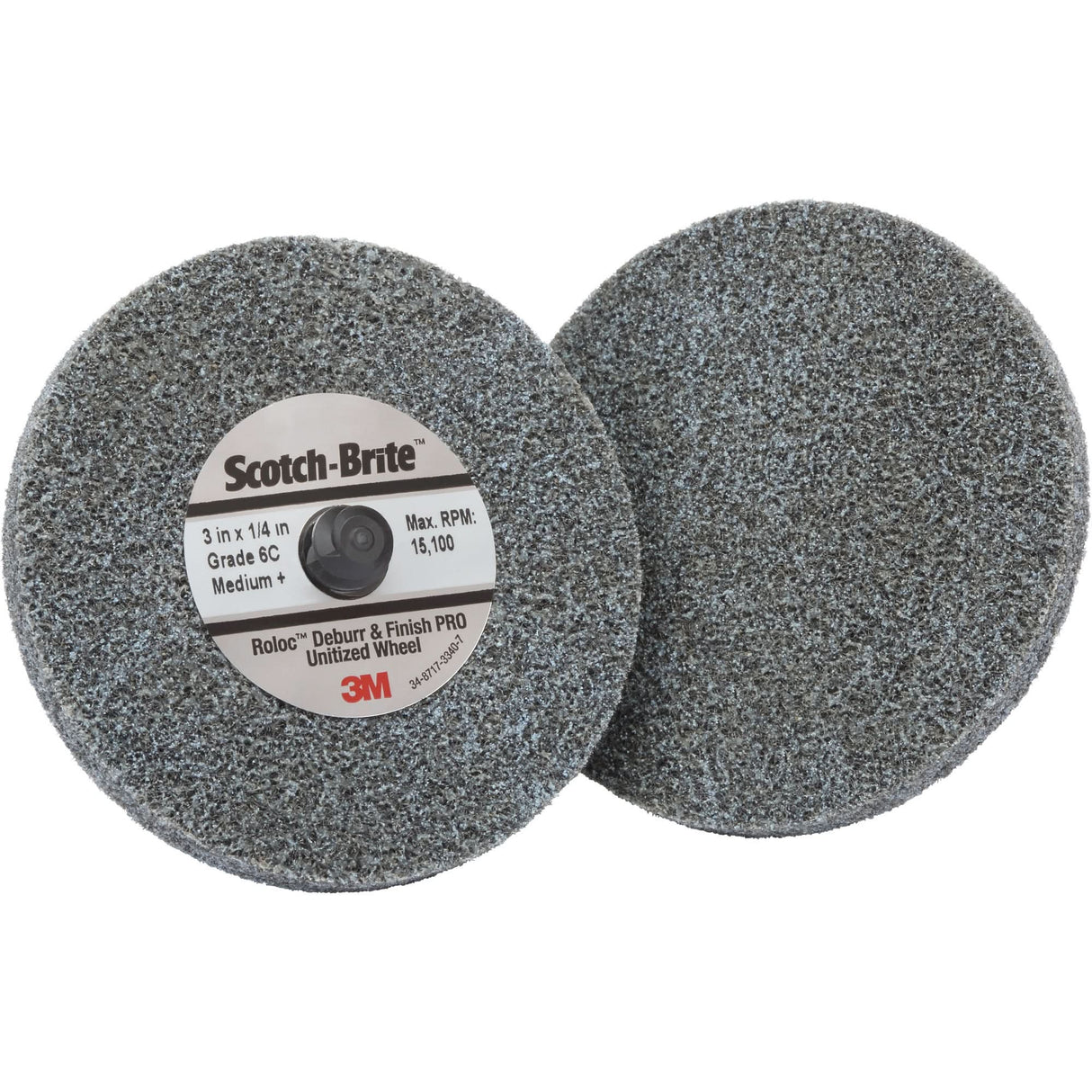 Roloc™ Deburr & Finish Pro TR Unitized Wheel, 3" x 1/4", Medium Grit, Ceramic