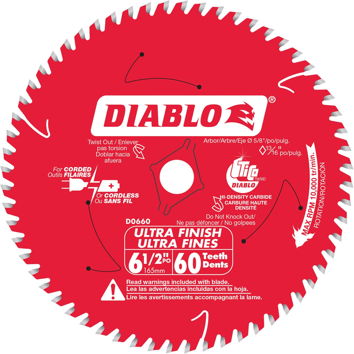 Ultra Finish Circular Saw Blade, 6-1/2", 60 Teeth, Laminate/Wood Use