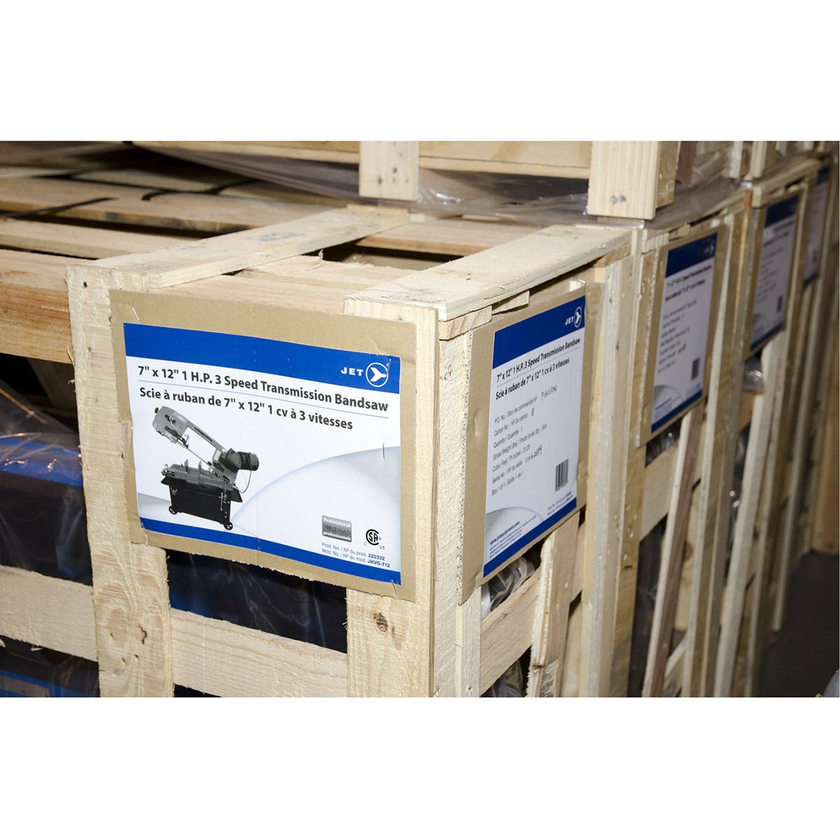 JHVG-712 Metal Bandsaw, Horizontal, 7" Round and 7" x 12" Rectangular Cutting Capacity