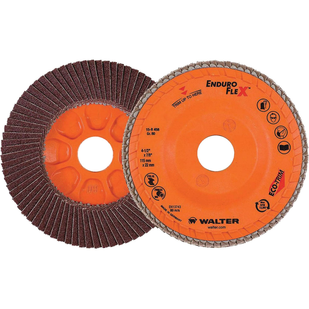 Enduro-Flex™ Flap Disc, 4-1/2" x 7/8", Type 27, 80 Grit, Zirconia Alumina
