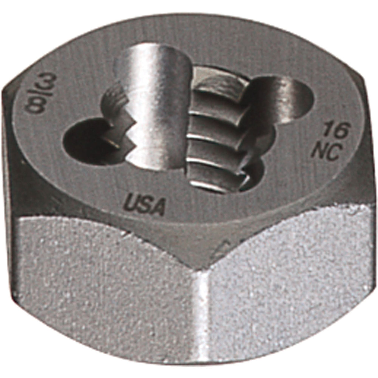 Hexagon Rethreading Dies, Bright Finish, 5/16"-18 Thread, High Speed Steel