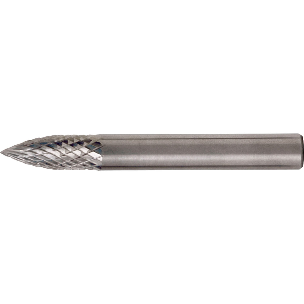 Solid Carbide Burrs - Tree Shape Pointed End, SG-6, 5/8" Dia., 1/4" Shank, 3/4" Depth of Cut