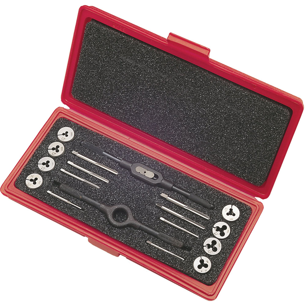 Tap & Die Sets with Production Hand Taps and Carbon Steel Round Adjustable Dies, 8 Pieces