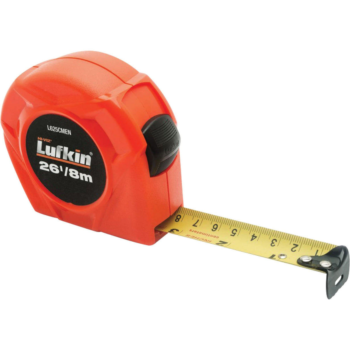 Economical Hi-Viz® Orange Measuring Tape, 1" x 25', 16ths of an Inch Graduations