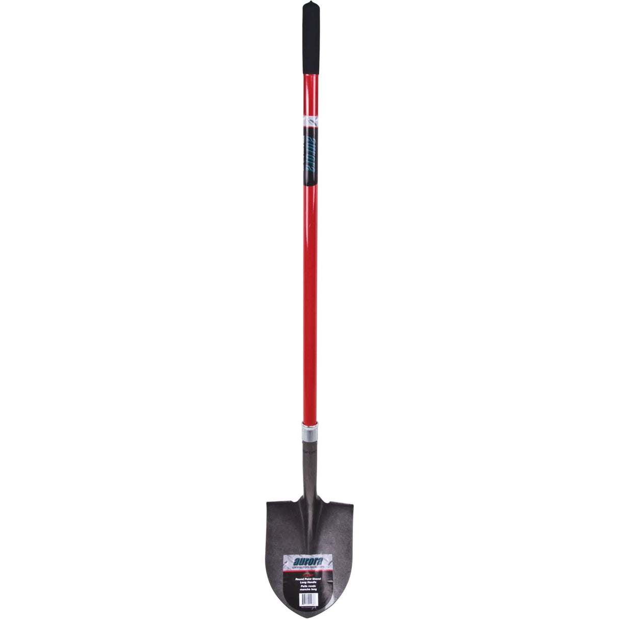 Heavy-Duty Round Point Shovel, Carbon Steel Blade, Fibreglass, Straight Handle