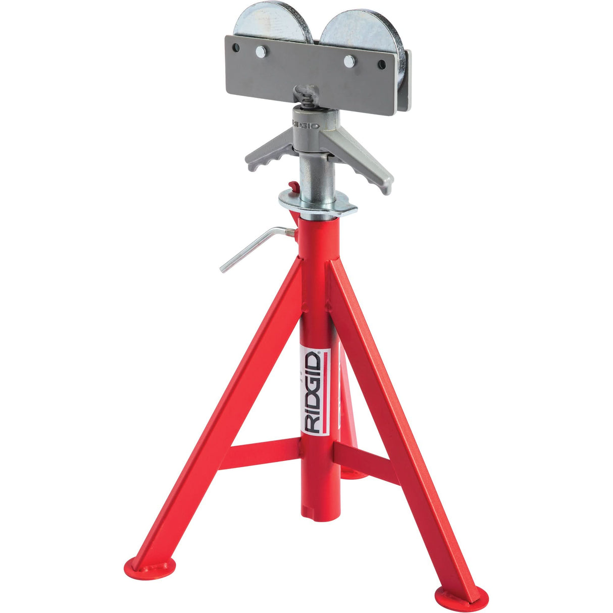 Roller Head Low Pipe Stand #RJ-98, 59-104 cm Height Adjustment, 12" Max. Pipe Capacity, 1000 lbs. Max. Weight Capacity