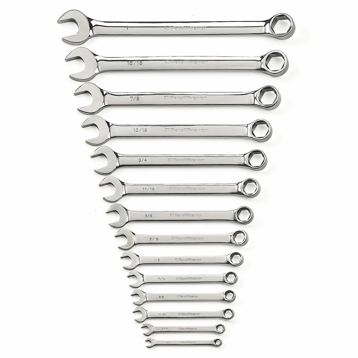 6-Point Wrench Set, Combination, 14 Pieces, Imperial