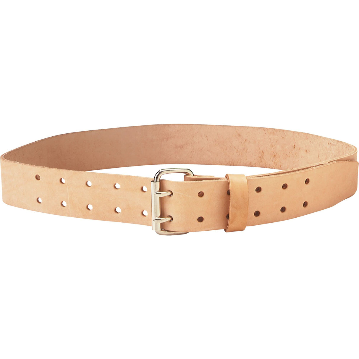 Double Tongue Belt, Leather, Beige