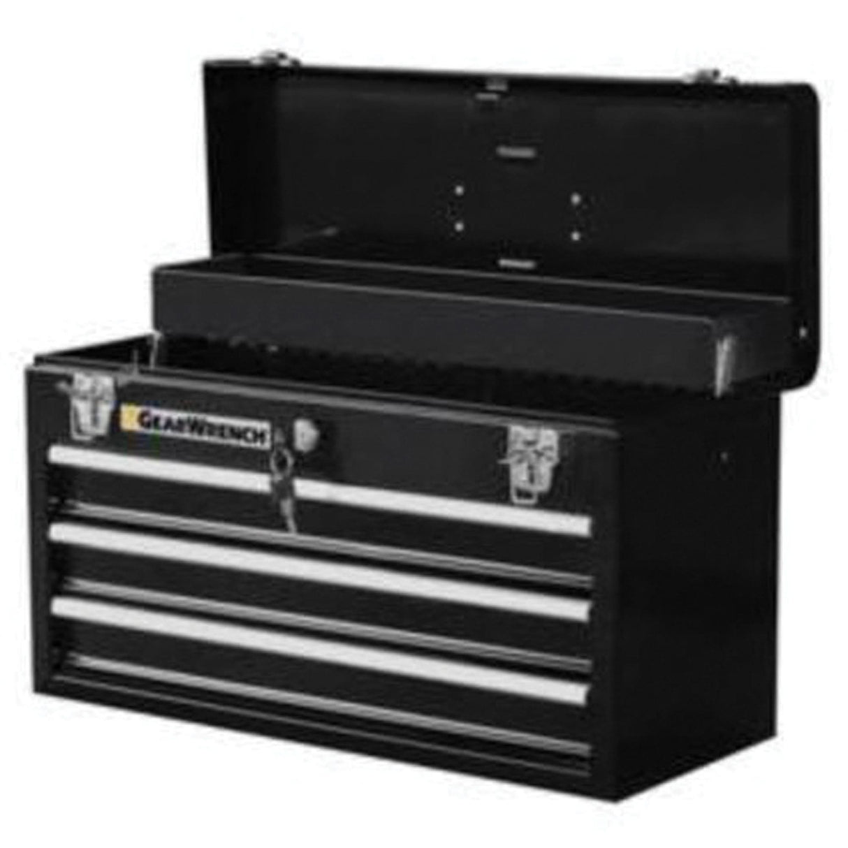 Portable Tool Box, 20" W, 3 Drawers, Black