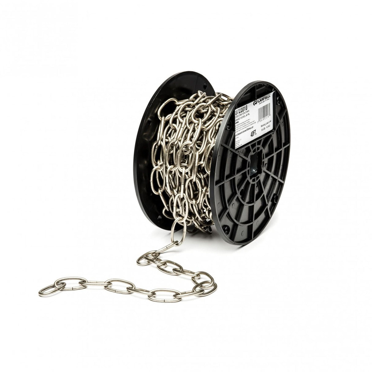 Decorator Chain, Steel, #10 x 40' (12.2 m) L, 35 lbs. (0.0175 tons) Load Capacity