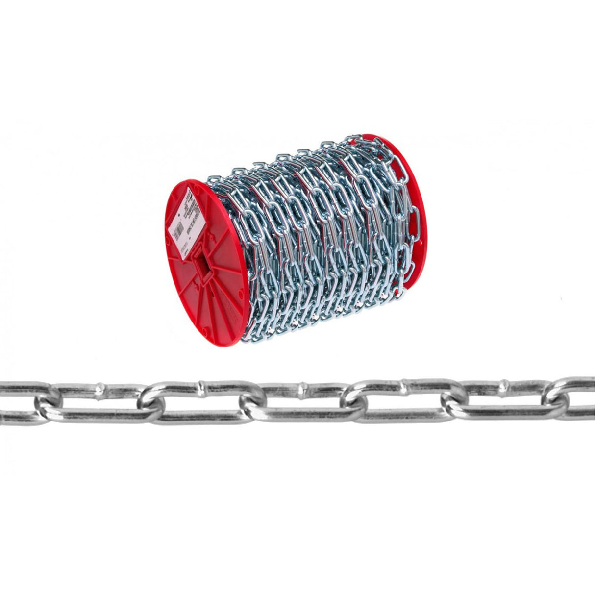 Straight Link Coil Chain, Low Carbon Steel, #2 x 125' (38.1 m) L, 310 lbs. (0.155 tons) Load Capacity