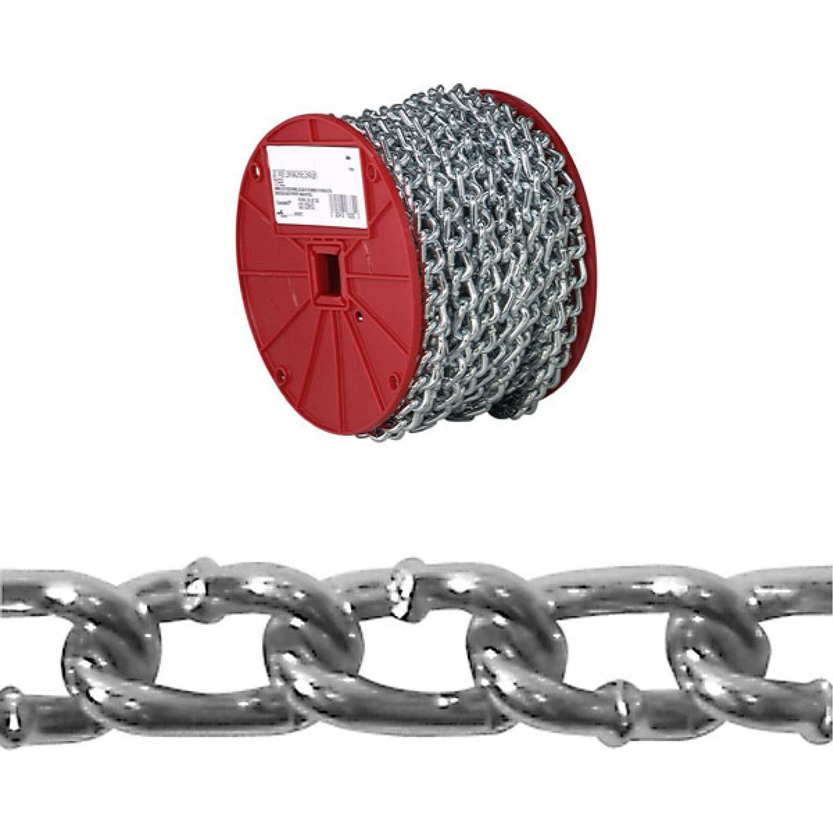 Twist Link Machine Chain, Low Carbon Steel, #2 x 125' (38.1 m) L, 310 lbs. (0.155 tons) Load Capacity