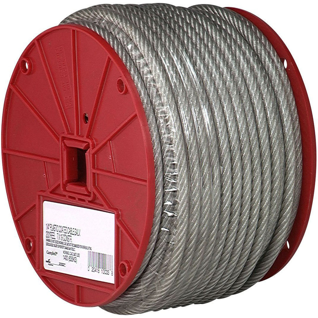 Wire Cable, 250' (76.2 m) x 3/16", 840 lbs. (0.42 tons), Vinyl Coated