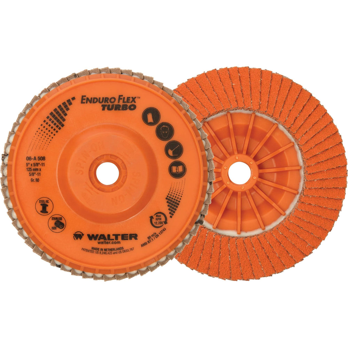 Enduro-Flex Turbo™ Flap Disc, 5" x 5/8"-11, Type 27S, 80 Grit, Ceramic