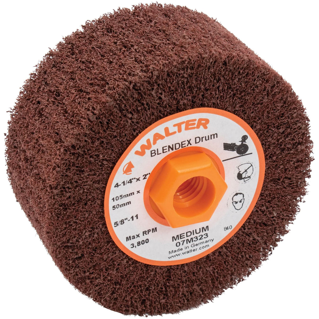 Blendex™ Surface Conditioning Drum, 4-1/4" Dia. x 2" W, 5/8"-11 Arbor, Medium Grit
