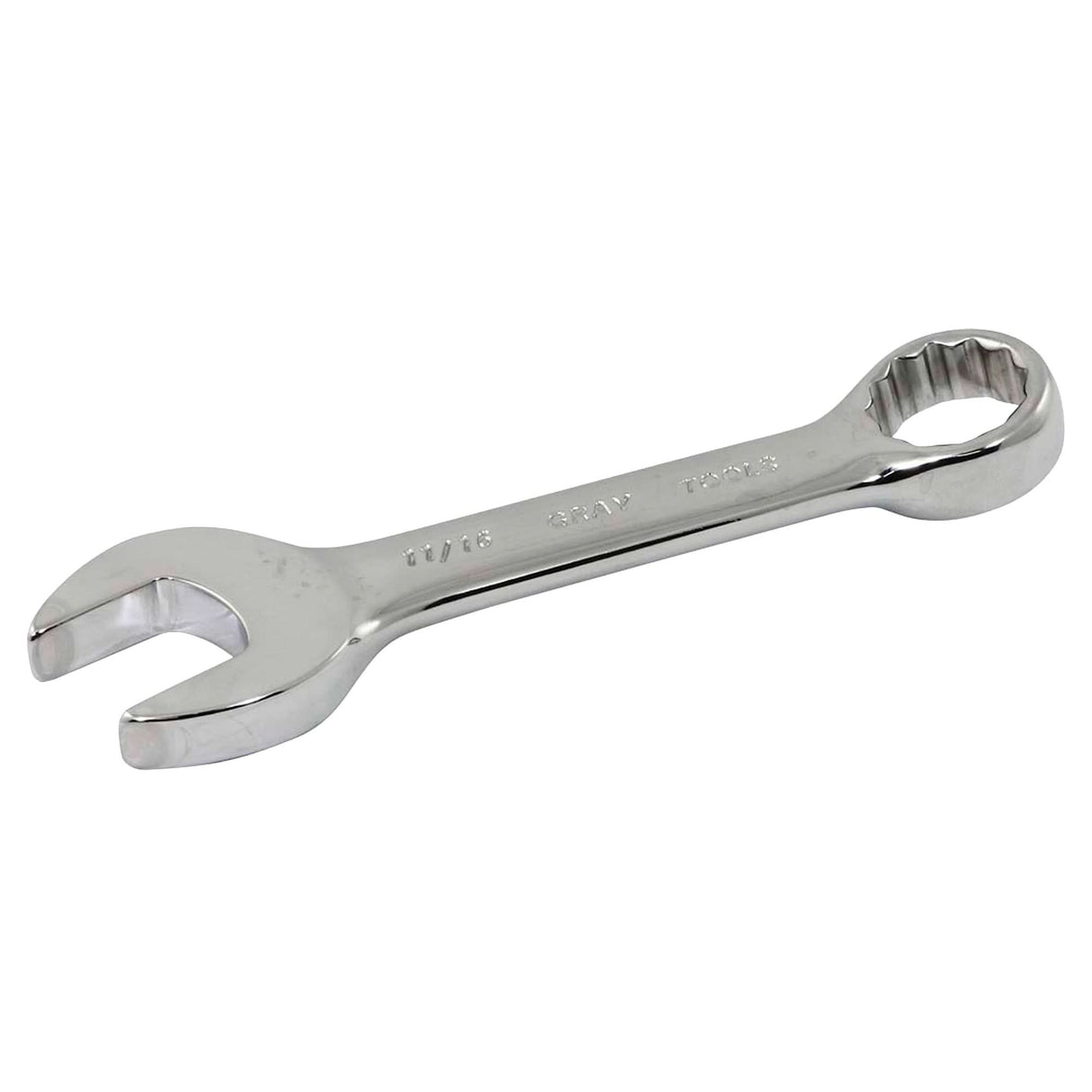 Stubby Combination Wrench, 12 Point, 11/16", Chrome Finish