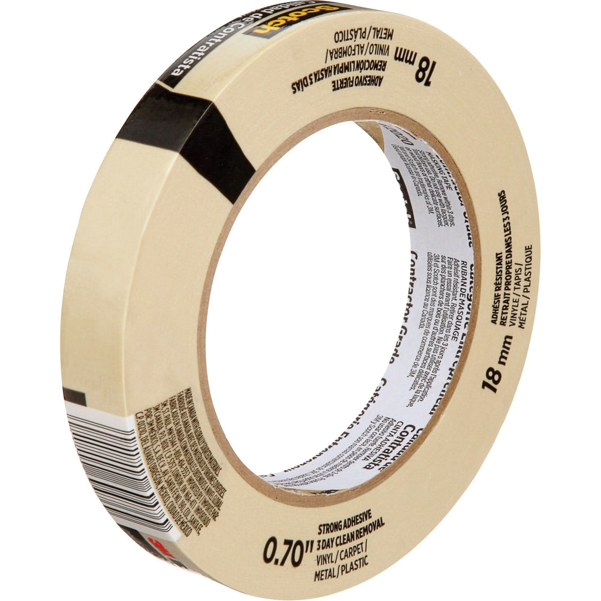 Scotch® Contractor Grade Masking Tape, 18 mm (3/4") x 55 m (180'), Beige