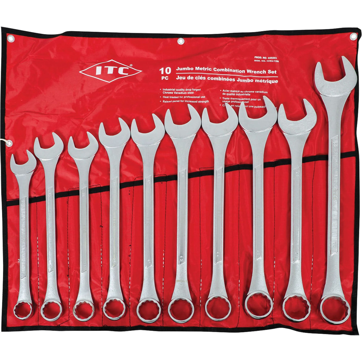 ICWJ-10M Jumbo Wrench Set, Combination, 10 Pieces, Metric