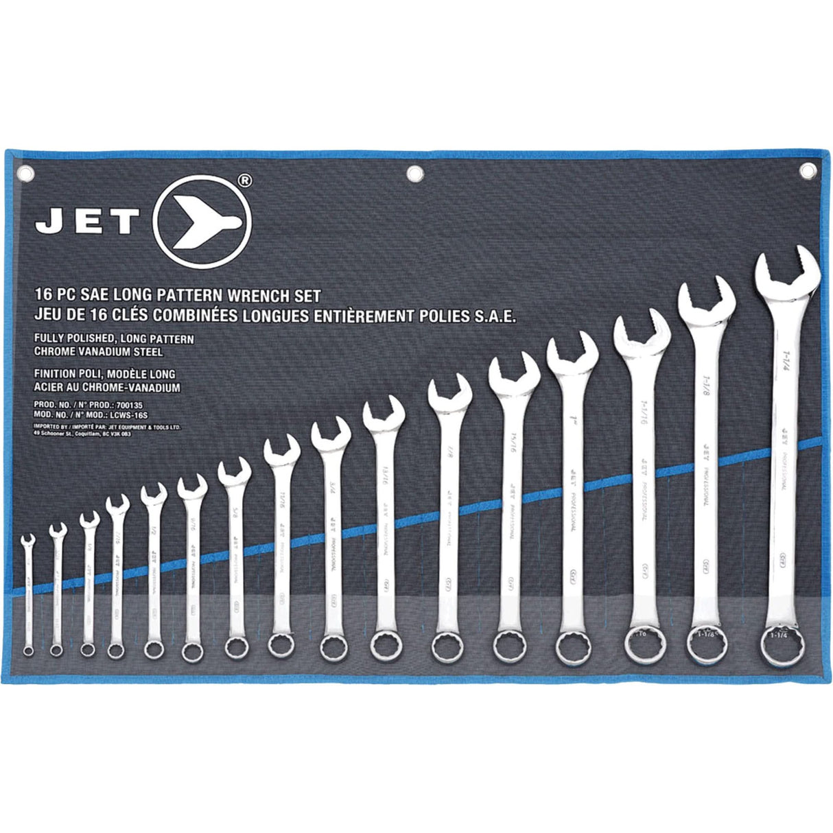 LCWS-16S Long Pattern Combination Wrench Sets, Combination, 16 Pieces, Imperial