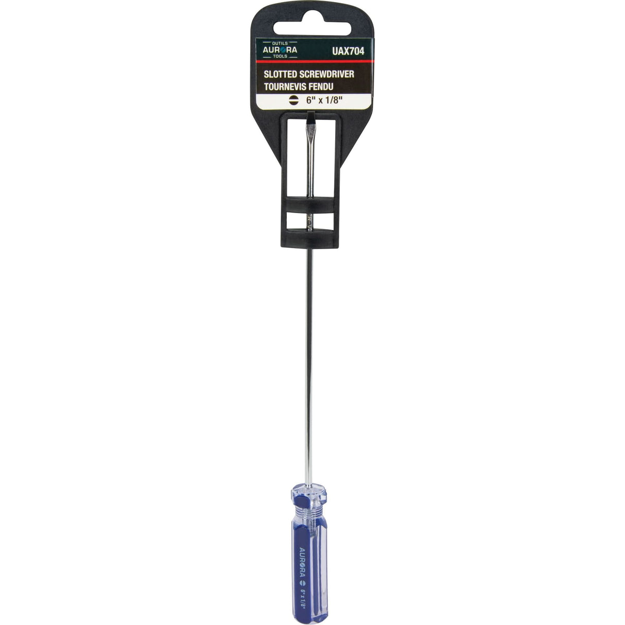 Blue Transparent Striped Slotted Screwdriver, 1/8" Tip, Round, Plastic Handle