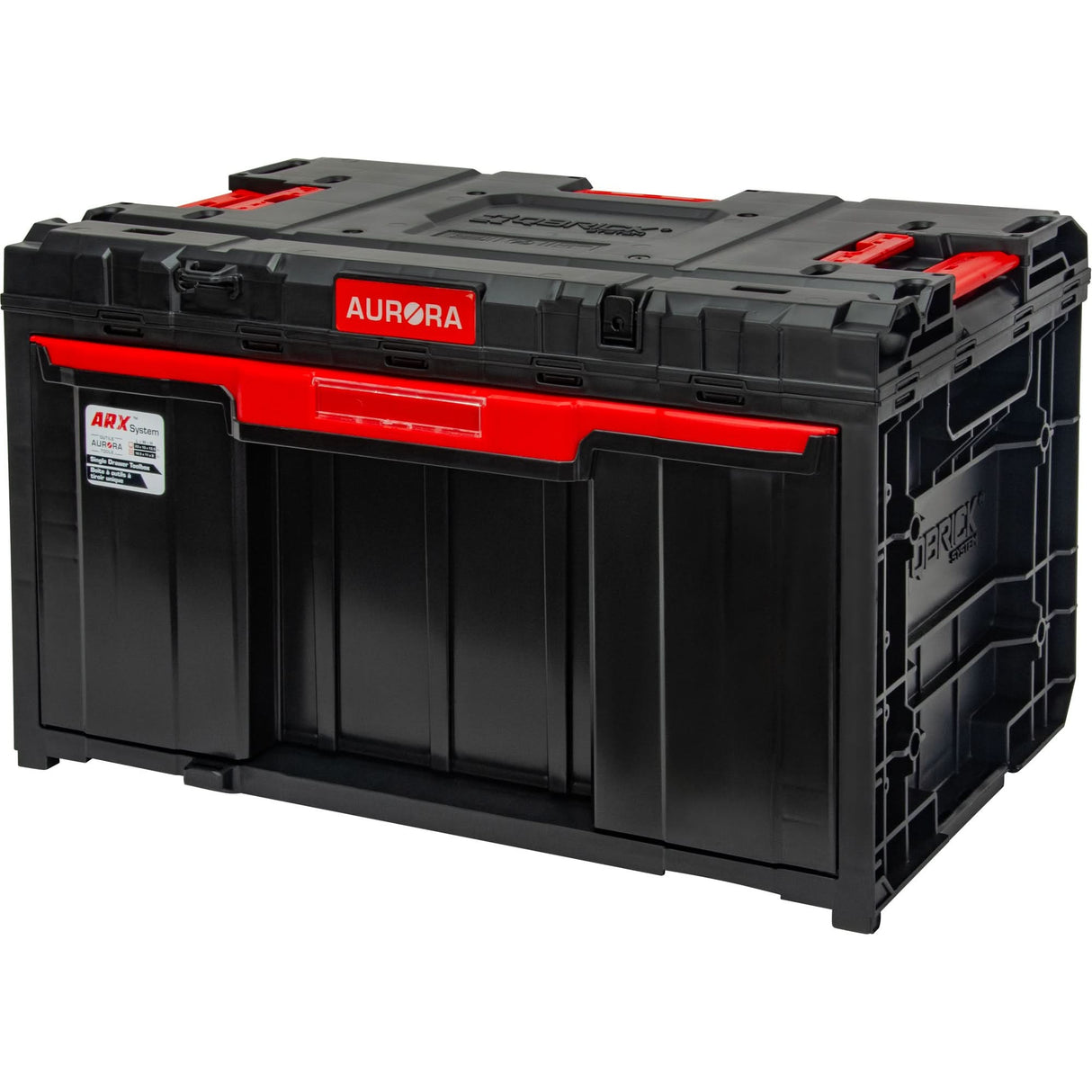 ARX Single Drawer Toolbox, 11-1/5" W x 18-3/10" D x 9-1/10" H, Black/Red
