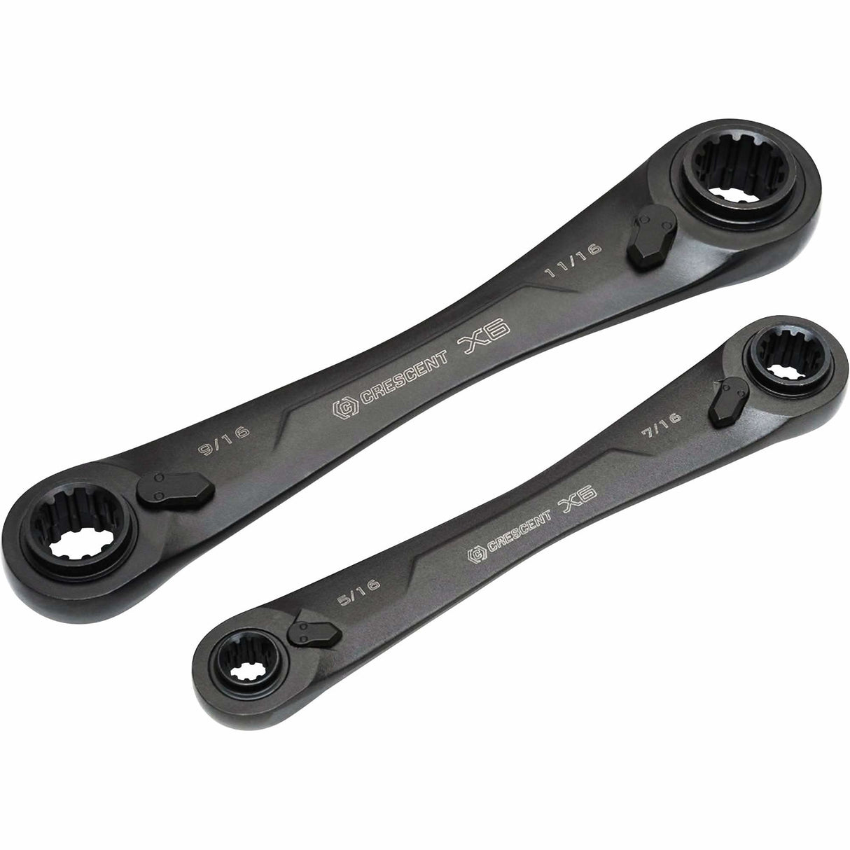 X6™ 4-in-1 Black Oxide Spline Ratcheting SAE Wrench Set, 2 Pieces, Imperial