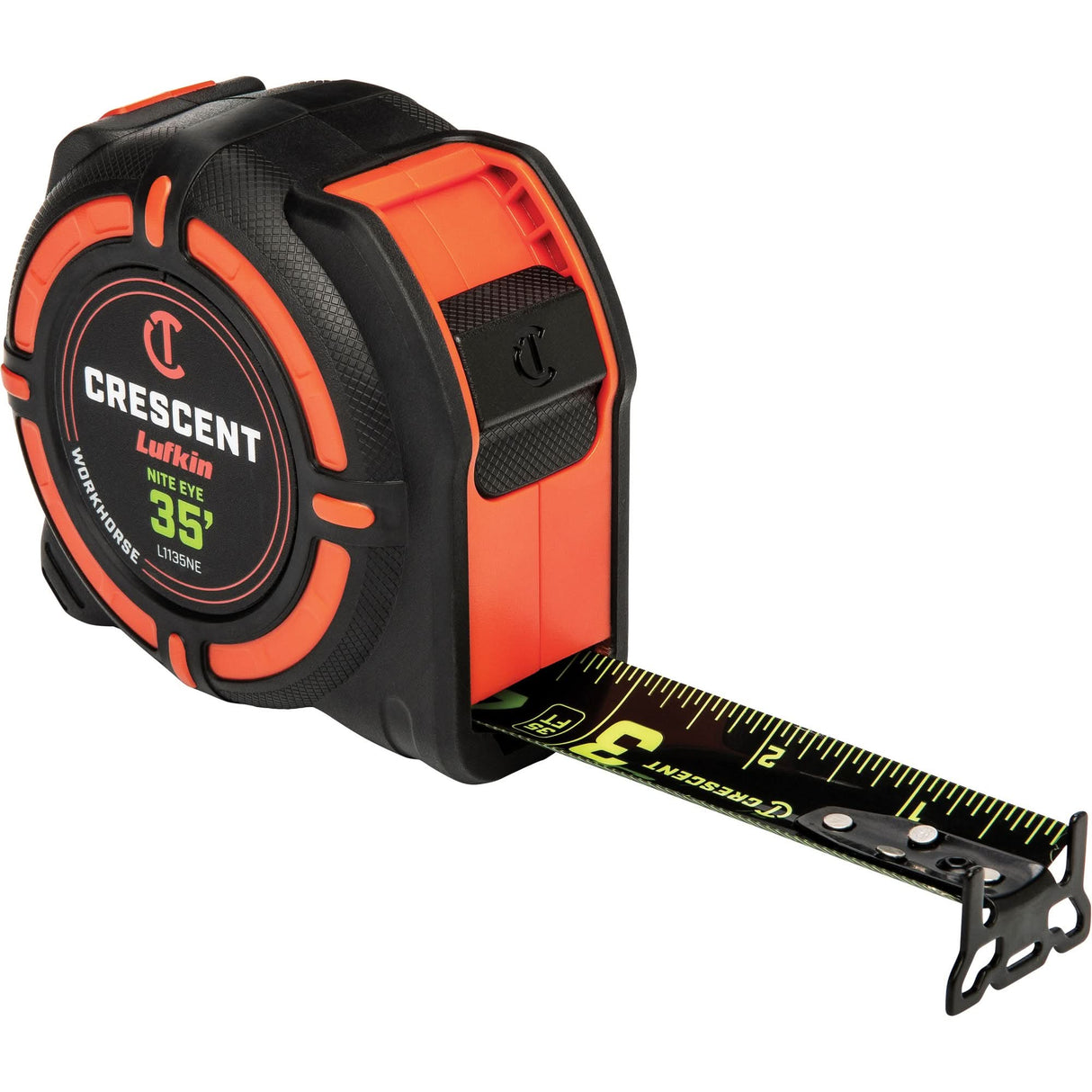 WORKHORSE NITE EYE Tape Measure, 1-1/4" x 35', SAE Graduations