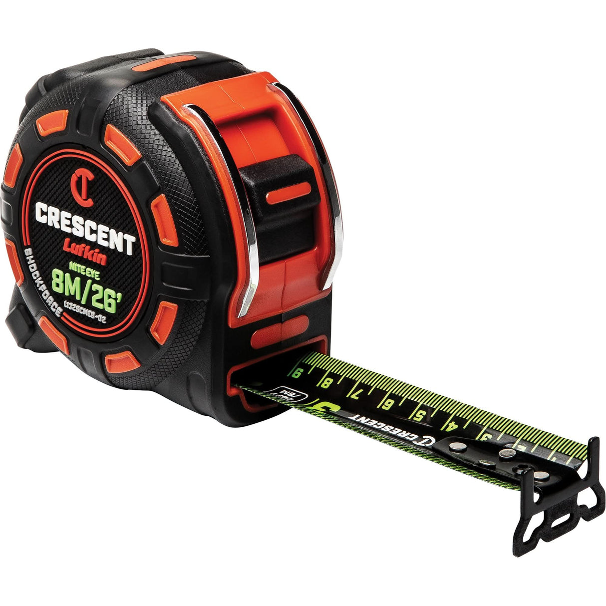 Shockforce™ NITE EYE Tape Measure, 1-1/4" x 25'/8 m, Metric/SAE Graduations