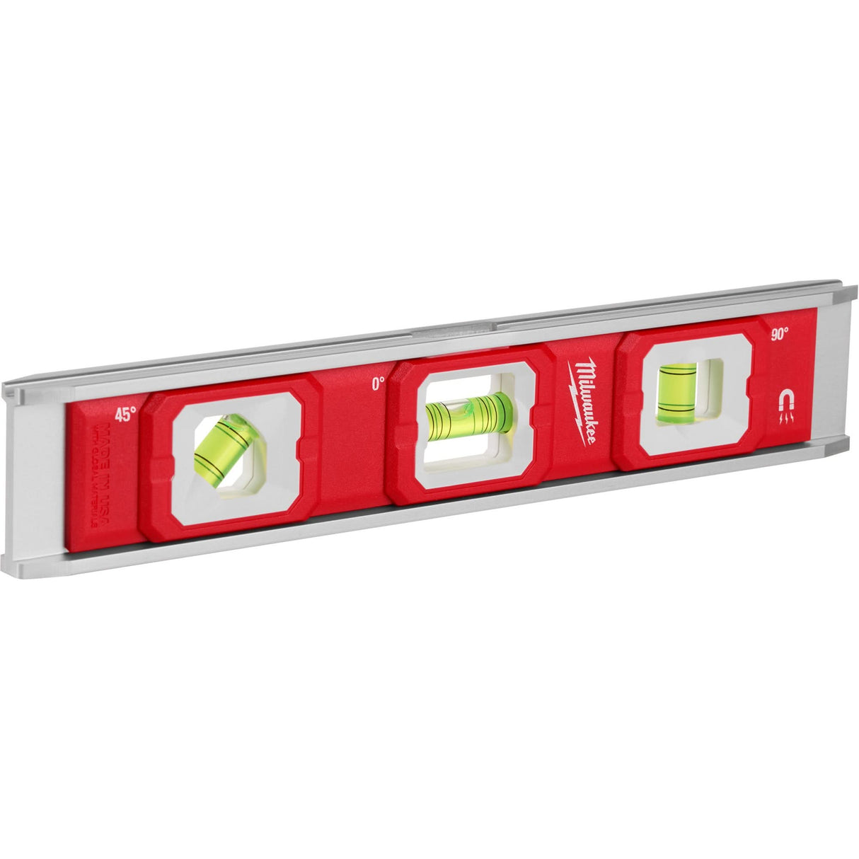 Torpedo Level, 10" L, Aluminum, 3 Vials, Magnetic