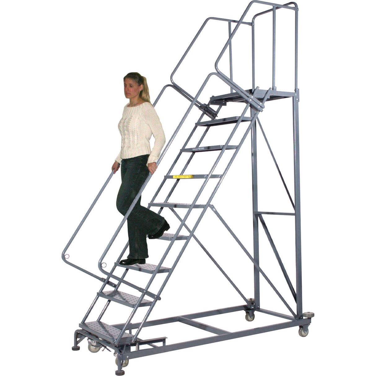 Heavy-Duty Stairway Slope Ladders, 11 Steps, Perforated, 50° Incline, 110" High