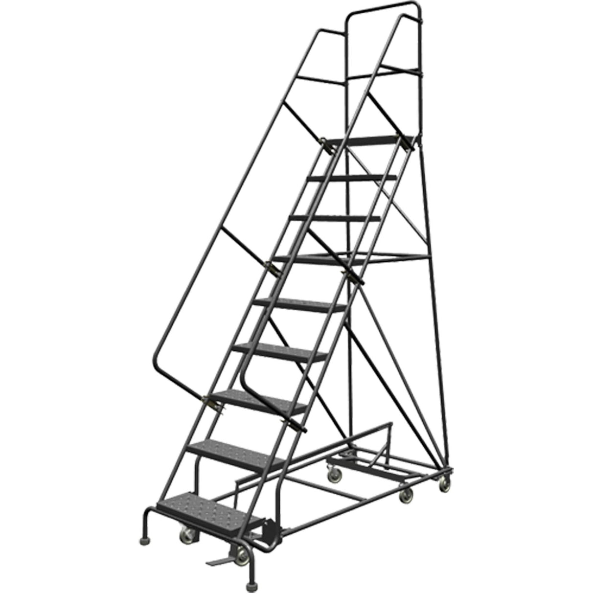 All Directional Rolling Ladder, 9 Steps, 24" Step Width, 90" Platform Height, Steel