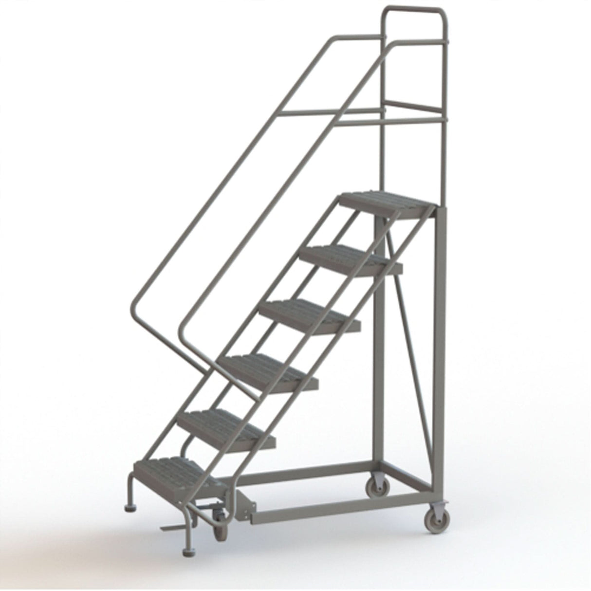 Safety Slope Rolling Ladder, 6 Steps, Serrated, 50° Incline, 60" High