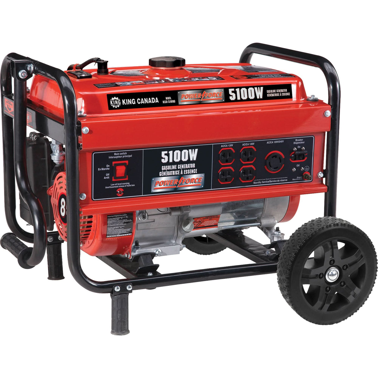 Generator with Wheel Kit, 5100 W Surge, 4000 W Rated, 120 V/240 V, 15 L Tank