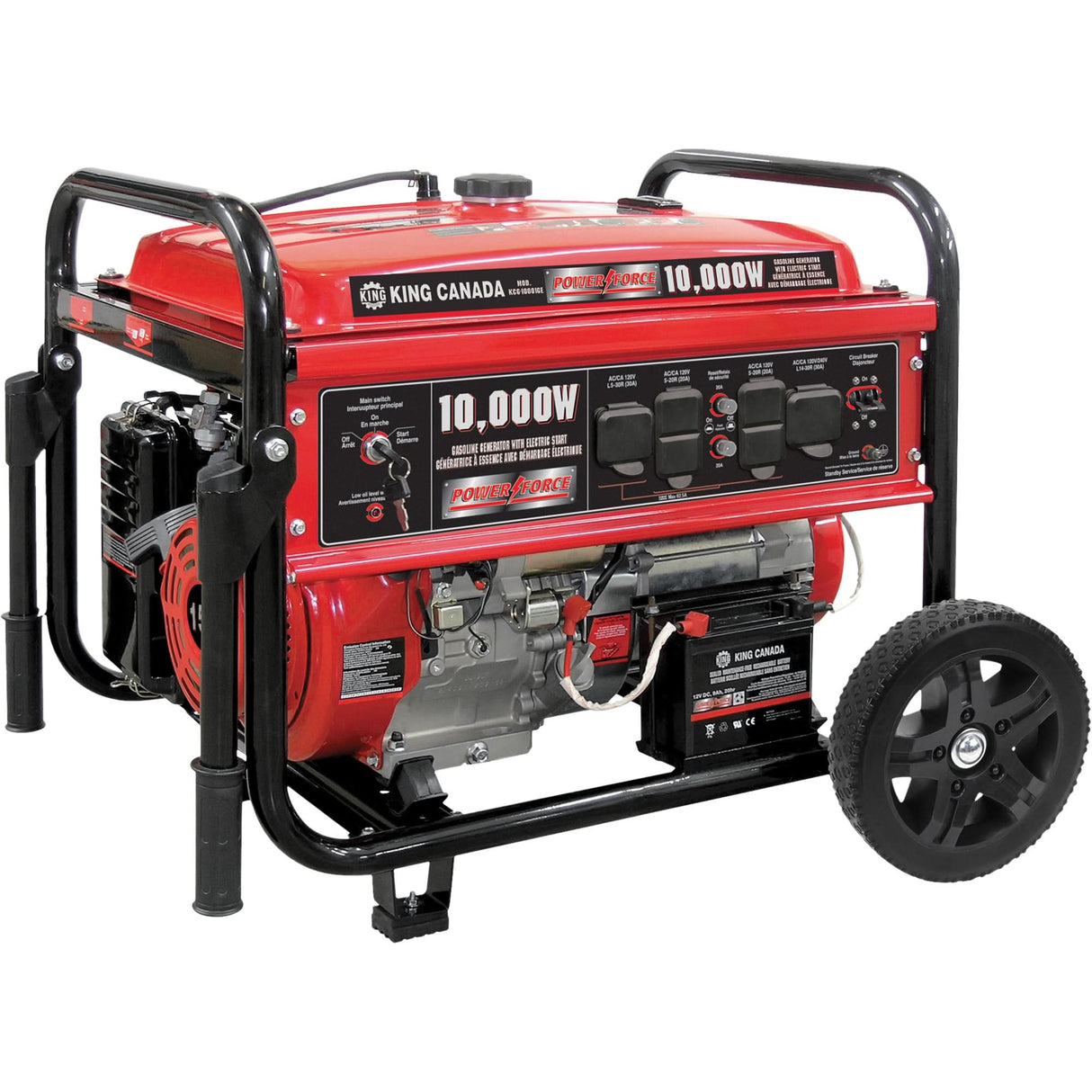 Gasoline Generator with Electric Start, 10000 W Surge, 7500 W Rated, 120 V/240 V, 25 L Tank
