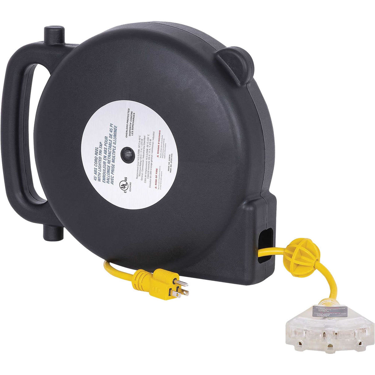 JPCR-1450 ABS Extension Cord Reel, Indoor/Outdoor, SJTW, 14 AWG, 13 A, 45'