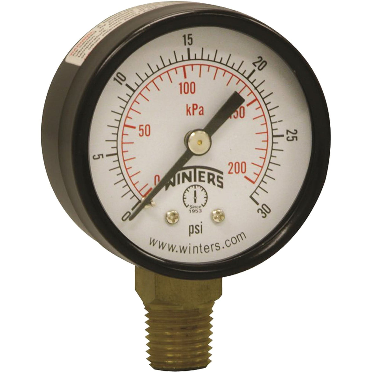 Economy Pressure Gauge, 2" , 0 - 30 psi, Bottom Mount, Analogue