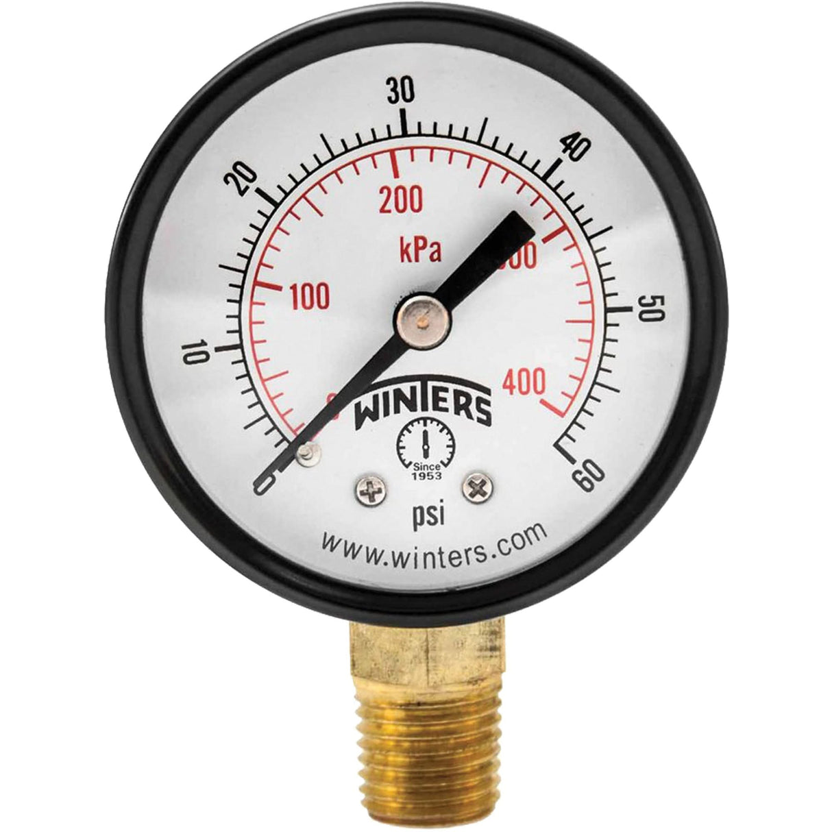 Economy Pressure Gauge, 2" , 0 - 60 psi, Bottom Mount, Analogue