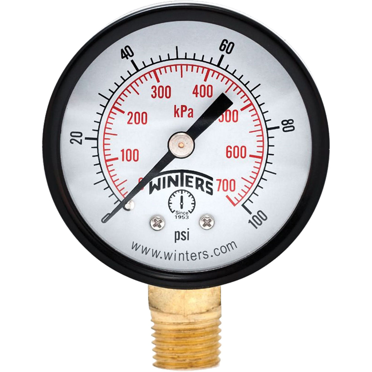 Economy Pressure Gauge, 2" , 0 - 100 psi, Bottom Mount, Analogue