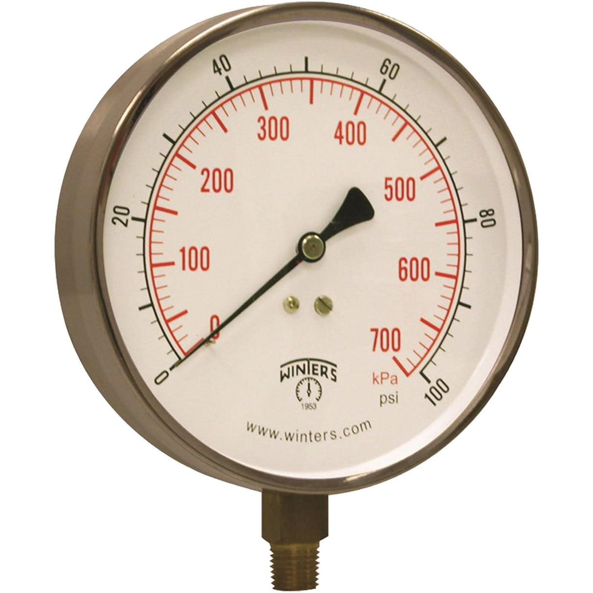 Contractor Pressure Gauge, 4-1/2" , 0 - 100 psi, Bottom Mount, Analogue