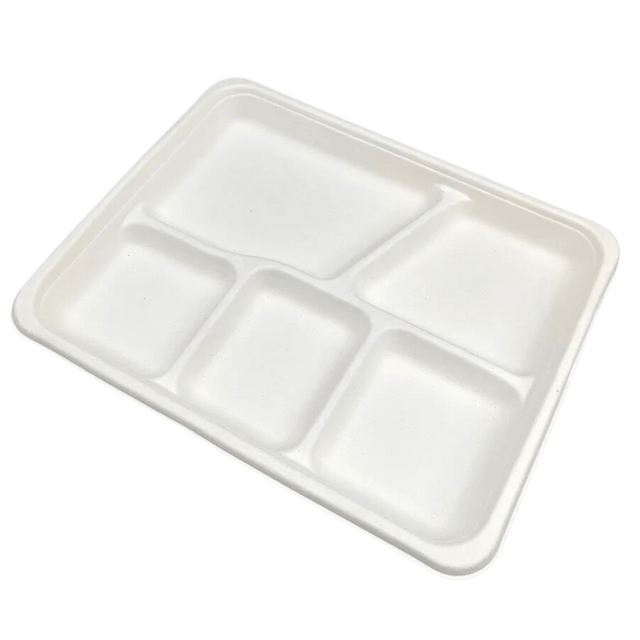 10" x 8" Sugarcane Trays - 5-Comp.