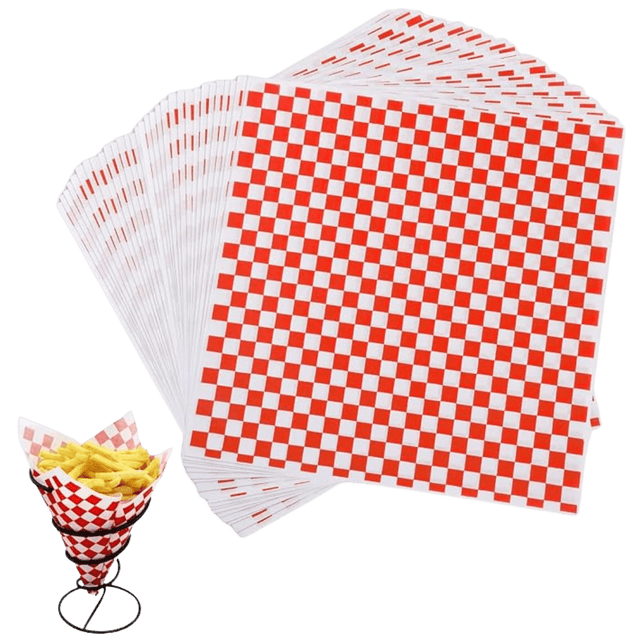12" x 12" Red Checkered Wax Paper - Stratosphere Distribution