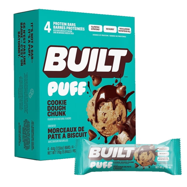 Built Bar, Cookie Dough Chunk Puffs 44g x 4 bars