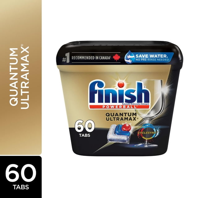 Finish® Quantum UltraMAX® dishwasher Detergent Pods for Diamond Shine, Removes burnt-on stains & 24hr Dried on stains, No pre rinse needed, 60 Tabs