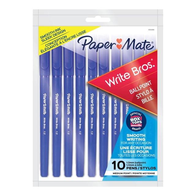 Paper Mate Ballpoint Pens, Write Bros. Blue Ink Pens, Medium Point (1.0 mm)